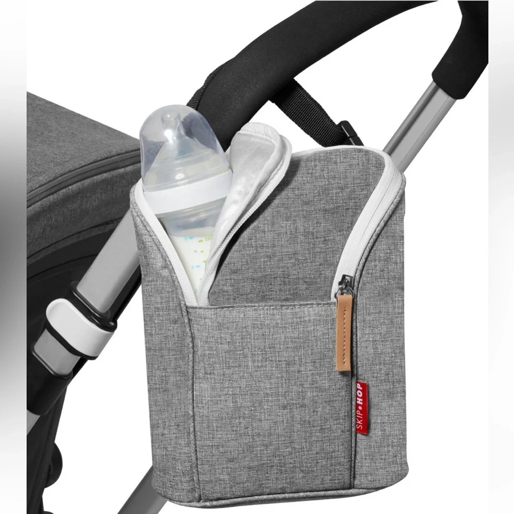 BNWT Skip Hop Grab & Go Insulated Double Bottle Bag in Grey Melange color!
